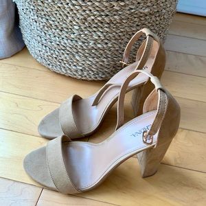 Nude block heel